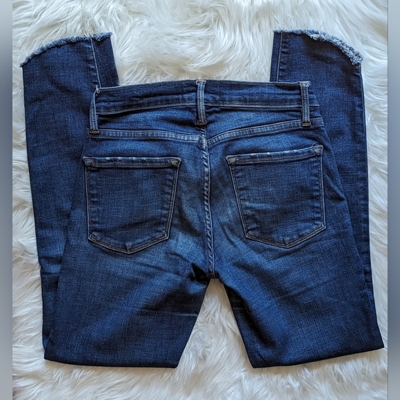 GUC Frame Le Skinny de Jeanne Crop in the York style dark distressed wash frayed - Picture 4 of 16
